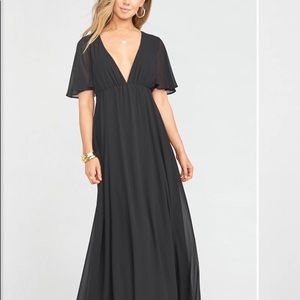 Faye Flutter Maxi Dress, Black Chiffon